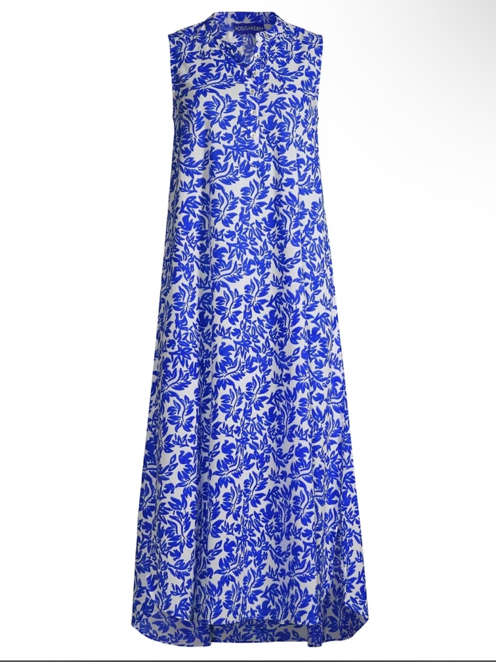 Ro's Garden Devina Floral Cotton Midi-Dress Blue Ondine Medium